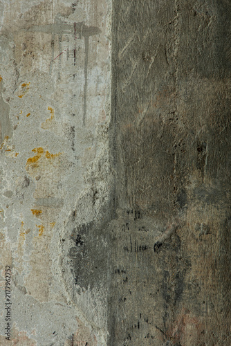 Surface textures of concrete with patches and layers in a construction setting