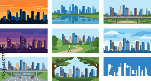 Houston Skyline Vector Illustration Cityscape with Modern Buildings Urban Landscape Flat Design