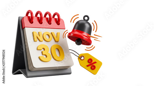 3D rendered desk calendar displaying 