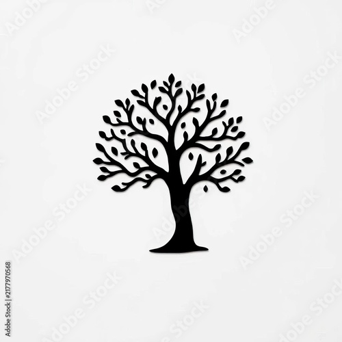 Symbolic black tree of life icon against a bright white background, life, motif