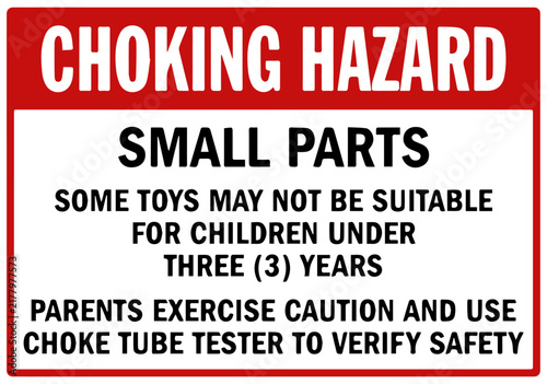 Choking Hazard Small Parts Warning Safety Sign