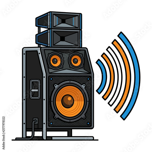 Cartoon Style Professional Audio Speaker System Vector Illustration