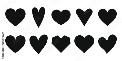 Set of heart vector icons isolated on white background. Vector illustration.