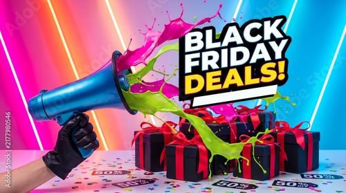 Colorful Black Friday Megaphone Promotion – Sale Concept