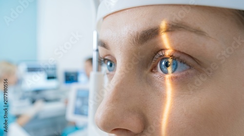 Blue Eye During Ophthalmic Examination – Vision Care Concept