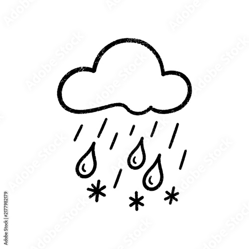 фотографія Hand Drawn Cloud with Rain and Snow Mix Icon
