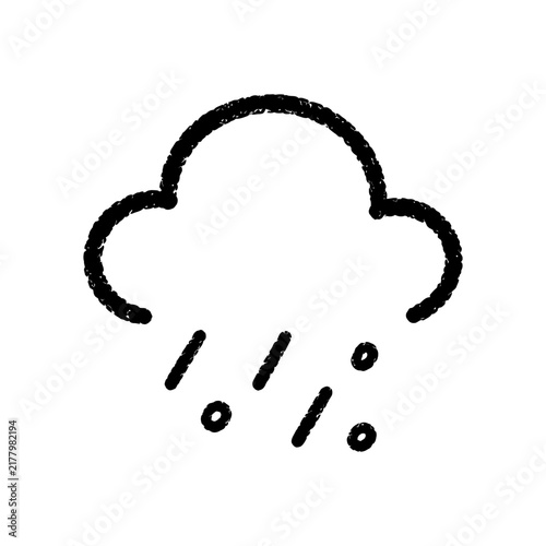 Canvas Print Hand Drawn Bold Cloud with Rain and Hail Icon