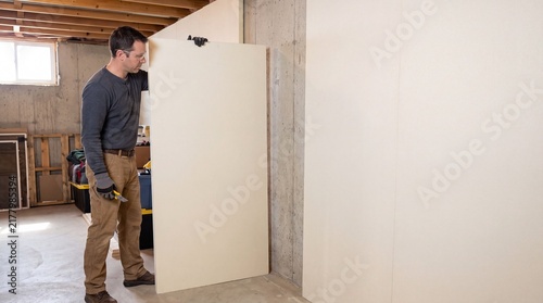 Rigid Foam Board Installation Against Concrete Basement Wall for Thermal Efficiency