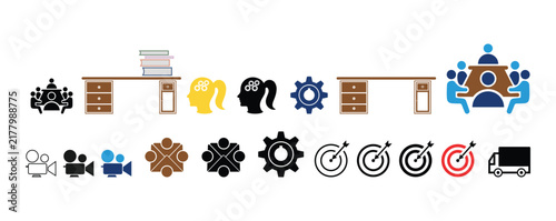 Flat of various office supplies and tools office tools stationery notebook pencil