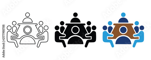 Of three diverse office team groups in flat style flat business collaboration teamwork diversity