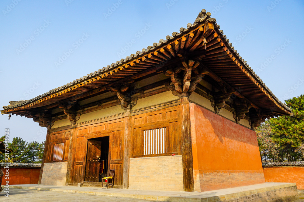 Fototapeta premium Nanchan Temple Hall, Wutai County, Shanxi Province, China