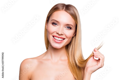 Cuadro en lienzo I don't need to cut the ends! Close up portrait of happy charming attractive gor