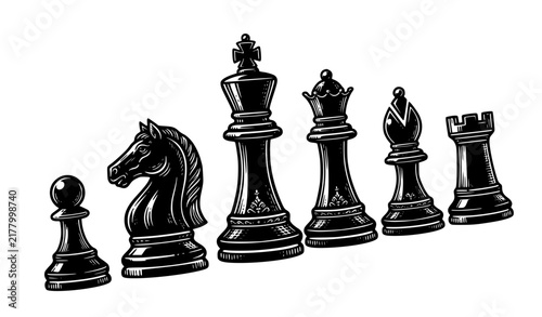 Team Pieces Vintage Black White Vector Set