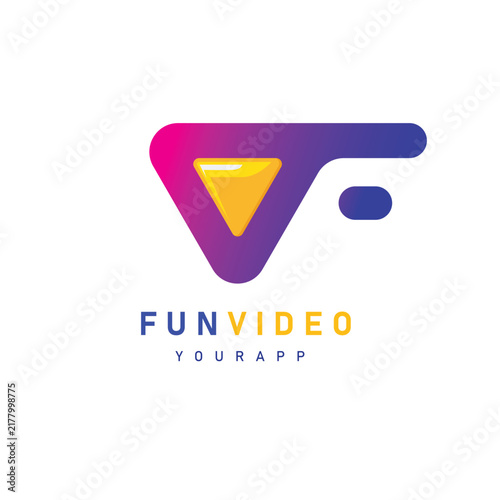 fast play button letter f for fun video app logo icon design template
