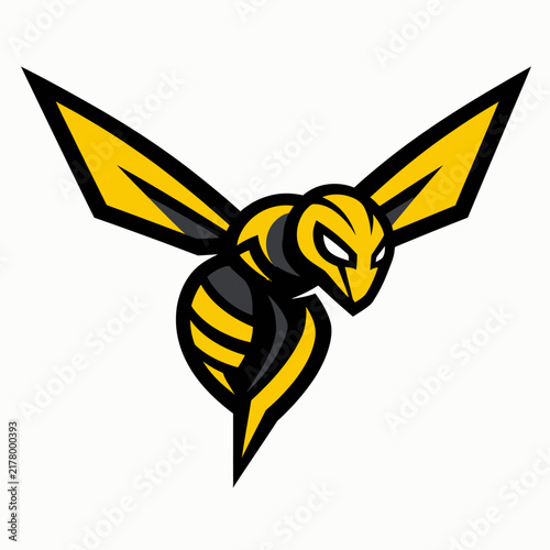 A stylized yellow and black wasp or hornet logo with sharp lines and an aggressive stance, suitable for a sports team or brand.