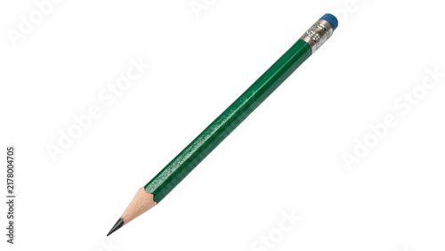Fotografía Sharpened classic green graphite wooden pencil writing tool isolated on transpar