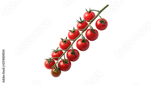 Fresh red cherry tomatoes vine ripe organic vegetables isolated on transparent background