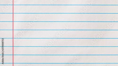 Clean empty college ruled paper background with soft blue horizontal lines and red margin, creating space for writing or design