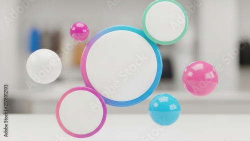 Abstract 3D Floating Spheres and Circular Frames