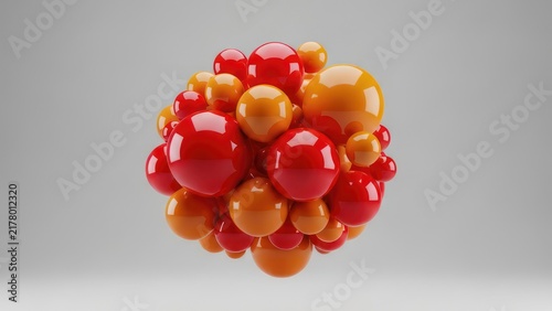 Abstract 3D Cluster of Red and Orange Spheres