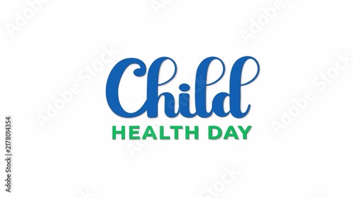 Child health day text animation in 3 clips with alpha channel. Great for greeting, celebration and child healt care promotion