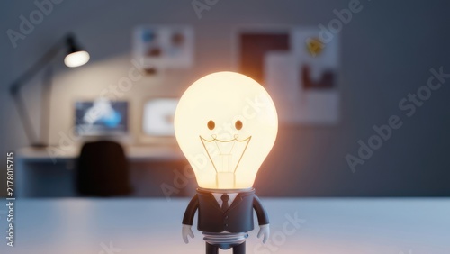 Creative Business Idea Lightbulb Character Render