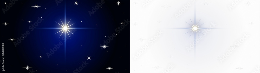Fototapeta premium Bright christmas star on night sky background isolated on transparent background