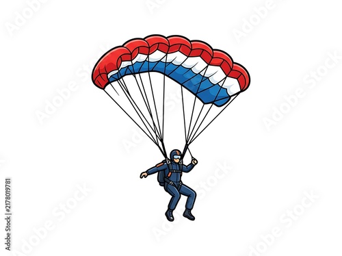 Obraz na płótnie Skydiver descending with parachute