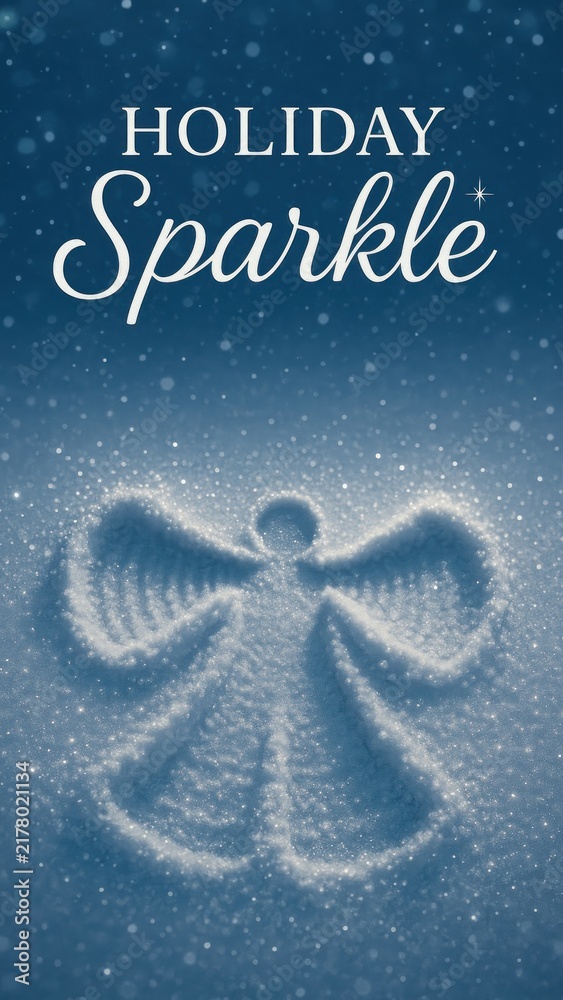 Fototapeta premium Festive angel snow holiday wallpaper for mobile phone