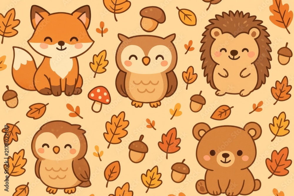 Obraz premium Cute woodland animals illustration