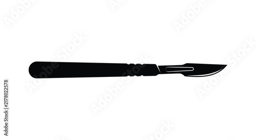 Foto Surgical scalpel silhouette against a white background medical instrument depict