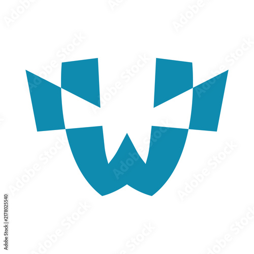 Letter W Combined With Racing Flags Logo
