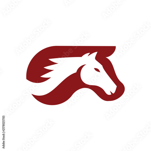 Horse Head Formed With Flowing Ribbon Logo