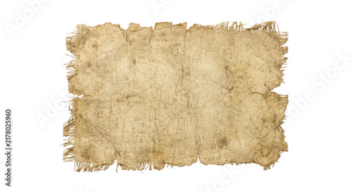 Fotografie Aged, torn burlap fabric with frayed edges and weathered texture