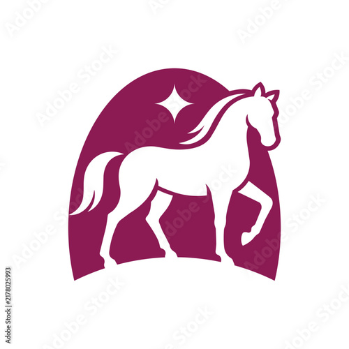 Walking Horse Inside Arch With Sparkle Logo