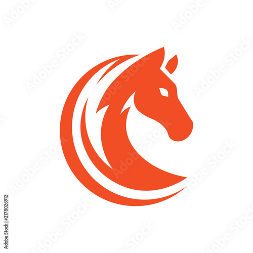 Horse Head With Fiery Circular Mane Logo