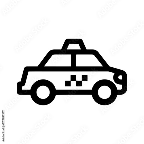 Принти на полотні Black line art icon of a classic taxi cab car with checker pattern yellow cab tr