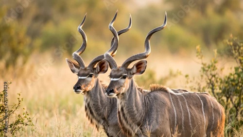 two kudu close up at morning light in kruger national park south africa video