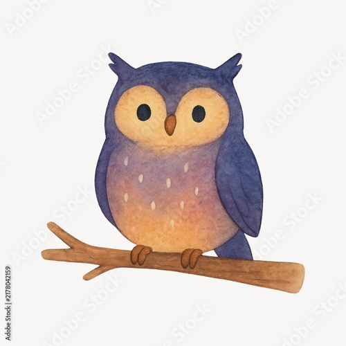 Charming watercolor owl illustration.