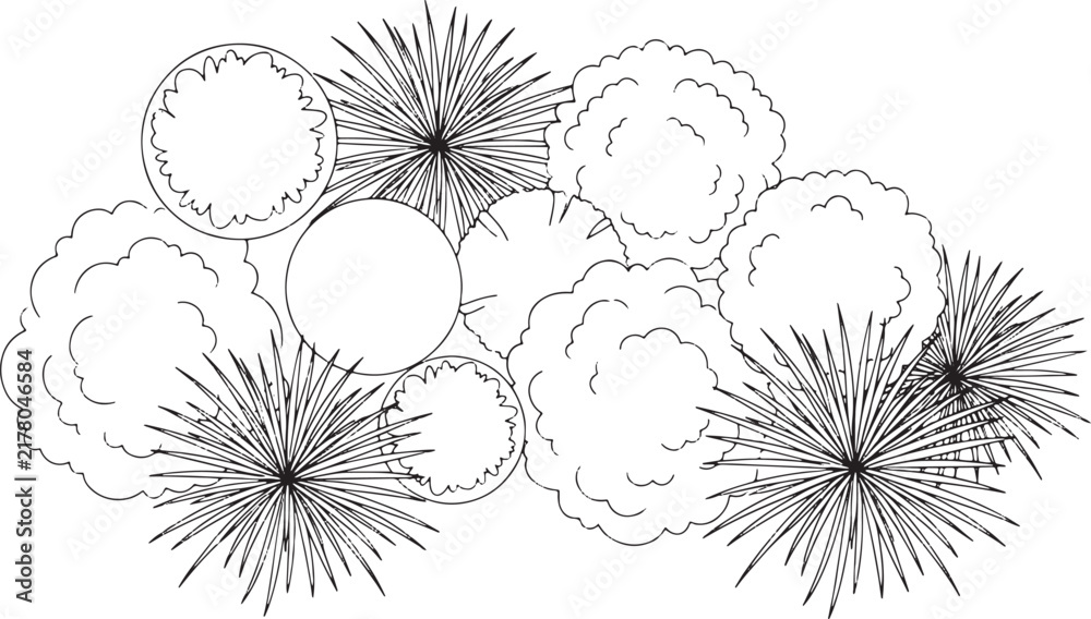 Obraz premium Top view landscape architectural tree symbols vector illustration