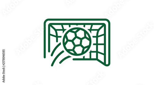 Green football entering goal net icon