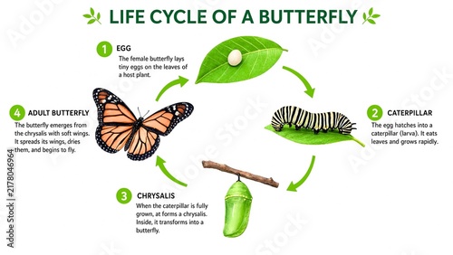Life Cycle of a Butterfly Metamorphosis Stages Educational Diagram