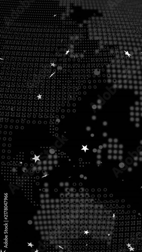 Animation of star shapes and programming language over digital globe