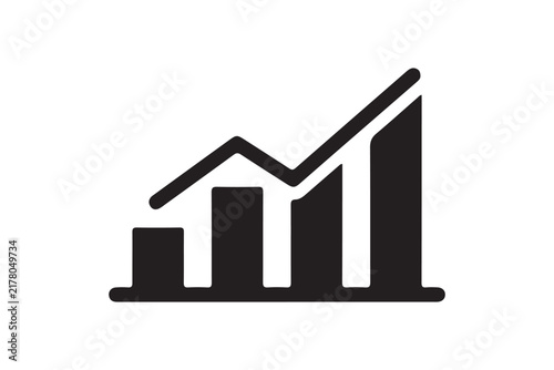 Business growth chart with rising bars and upward trend line representing economic success