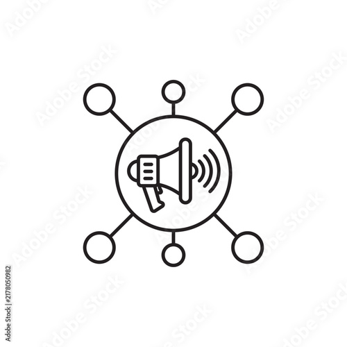 Megaphone with network line icon for social media communication digital marketing campaign promotion broadcasting public announcement brand awareness