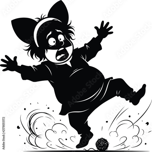 Girl Tripping Over Ball Cartoon