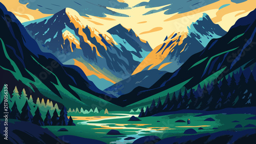 landscape with mountains
