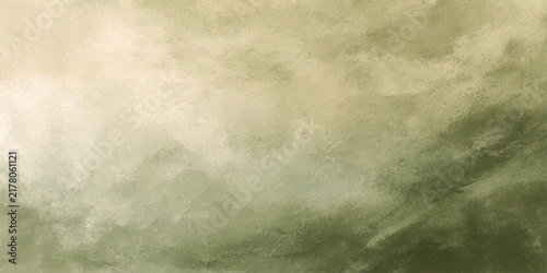 Foto A watercolor painting depicts ethereal, muted green and beige clouds with a luminous glow on the left, suggesting a soft, atmospheric sky