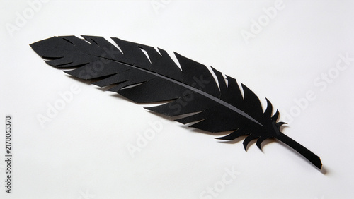 Black layered cardboard raven feather Halloween decoration
