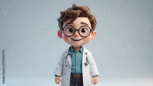 Cute cartoon doctor character with stethoscope animation
